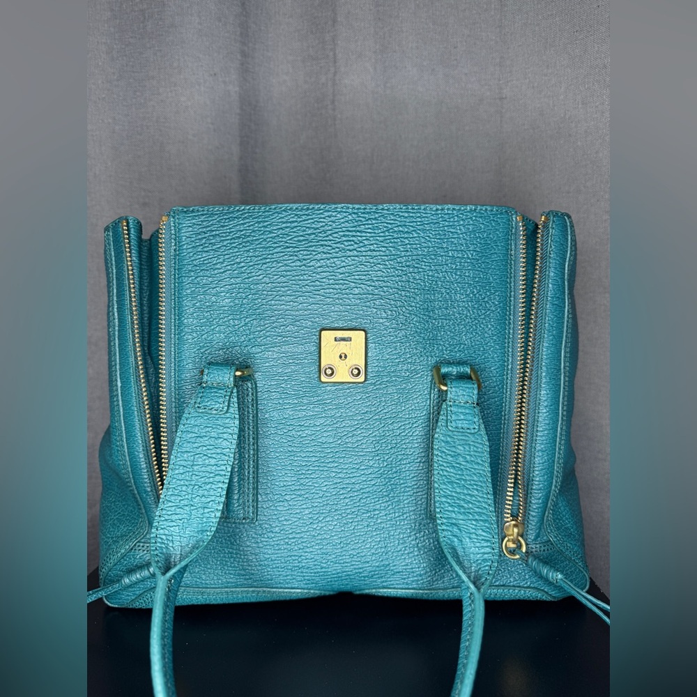 3.1 Philip Lim Pashli Top Handle Leather Satchel Bag in Dark Teal - Picture 12 of 16